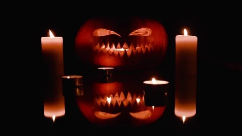 All Saints' Day, Halloween. Pumpkin. Cadles. Stock Footage 80974811