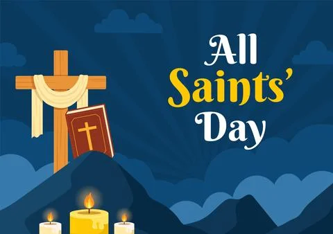 All Saints Day Vector Illustration on 1st November with for the All Souls R.. Stock Illustration