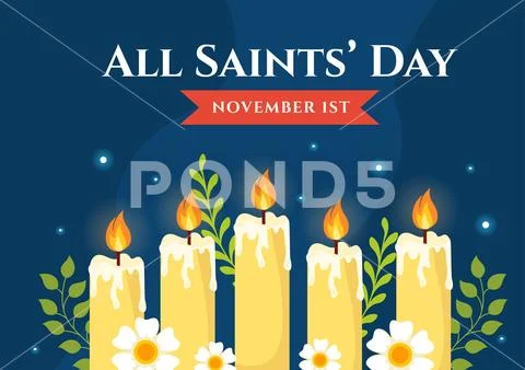 All Saints Day Vector Illustration on 1st November with for the All ...