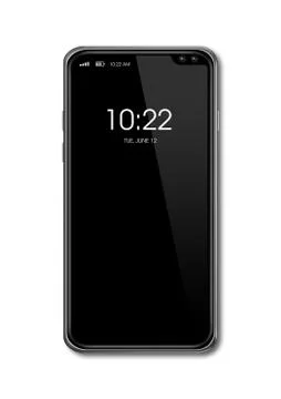 All-screen black smartphone mockup isolated on white. 3D render Illustrazione stock