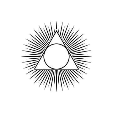 All seeing eye concept ,triangle,circle in the middle of rays vector Stock Illustration