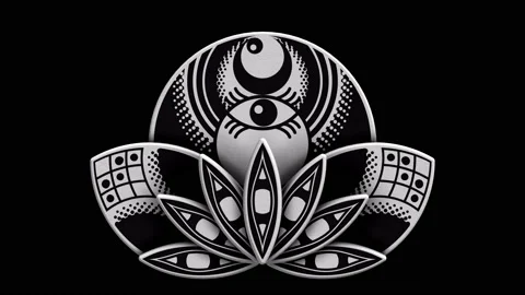 All Seeing Eye &amp; the Crescent Moon 3D animation. Incl ALPHA MATTE. Video stock 137623934