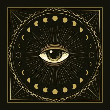 All Seeing Eye Esoteric Mystical Geometry Alchemy Engraving Illustration Stock Illustration