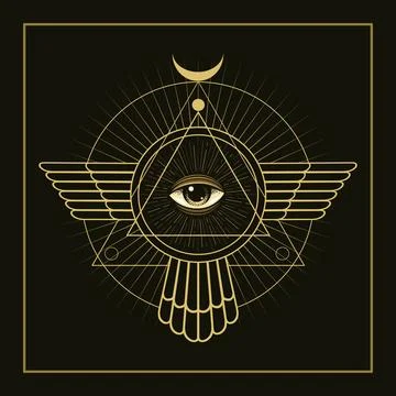 All Seeing Eye Esoteric in Triangle Masonic Mystical Geometry Alchemy Illus.. Stock Illustration