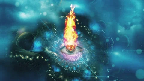 All seeing Eye in flames Stock Footage 227135391
