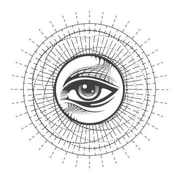 All Seeing Eye Inside Sun Rays Astrology Sacred Symbol Illustrazione stock