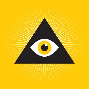 All seeing eye inside triangle pyramid. Stock-Illustration