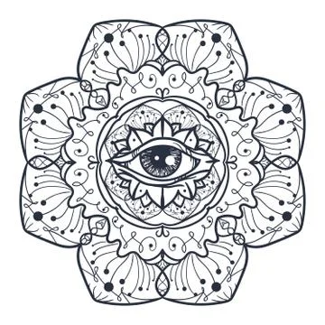 All Seeing Eye in Mandala Illustration
