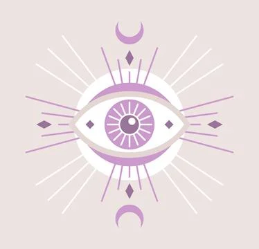 All-seeing eye or third eye, abstract vector illustration in flat style Stock Illustration