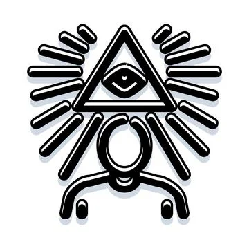 All seeing eye pyramid icon with aura Stock Illustration