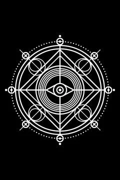All seeing eye on Sacred Geometry, mystical third eye geometric logo design Stock-Illustration