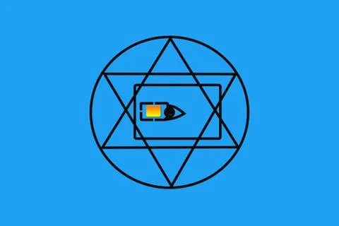 All-seeing eye in the SIM card Stock Illustration