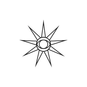 All-seeing eye in the sun vector graphic line art style, Tattoo design element Illustrazione stock