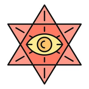 All seeing eye symbol inside two interlocking triangles Stock Illustration