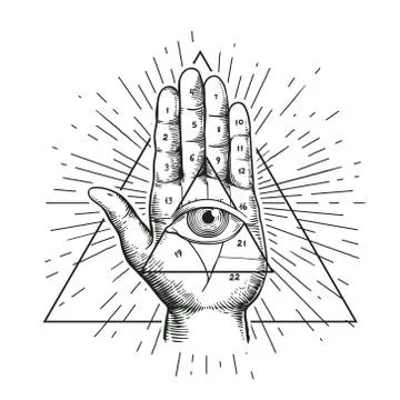 All seeing eye symbol nside triangle pyramid. Eye of Providence. Masonic symbol. Stock Illustration