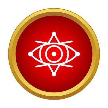 All seeing eye symbol on red gold button Stock Illustration