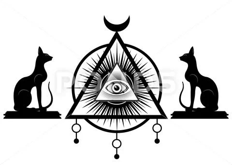 All Seeing eye, the third eye icon inside triangle pyramid