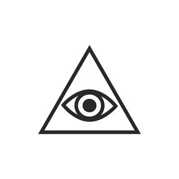 All-seeing eye in triangle vector graphic line art style, Tattoo design element Stock Illustration