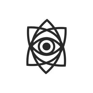All-seeing eye vector graphic line art style, Tattoo design element, Esoteric Stock Illustration