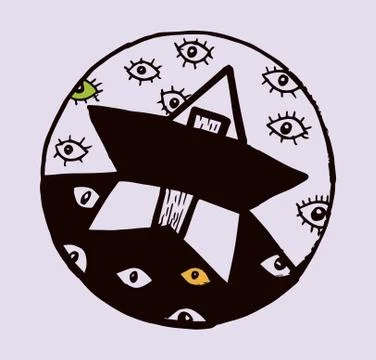 All-seeing star with a hammer Stock Illustration