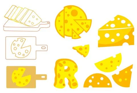 All Shape of Cheese Stock Illustration