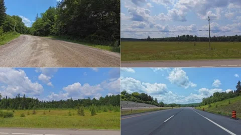 All side car views Driving Plate. POV driving car views on highways straigh.. Stock Footage 308147105