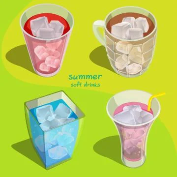 All soft drinks Stock Illustration