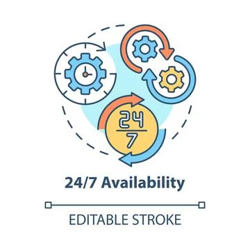 All time availability concept icon Stock Illustration
