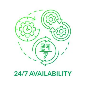 All time availability green gradient concept icon Illustrazione stock