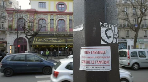 All together sticker and Bataclan teather Stock Footage 60206908