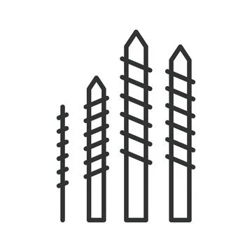 All types of drill bits, icon in line design. drill bit set, all drill bits Illustration