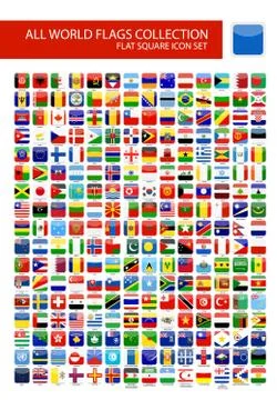 All Vector World Flags rounded square Stock Illustration