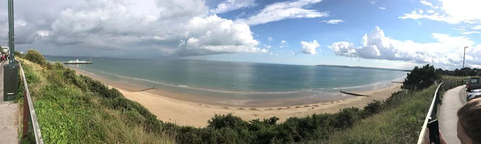 All weather in one Pano, Bournemouth Coast Stock Photos
