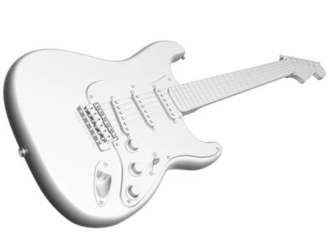 All white guitar Stock Illustration