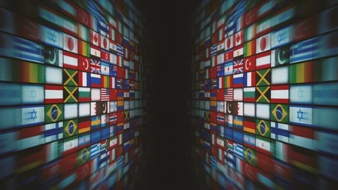 All World Countries Flags 3D Background Stock Footage 339070465