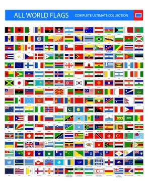 All World Flags rectangle flat icons isolated on white イラスト素材