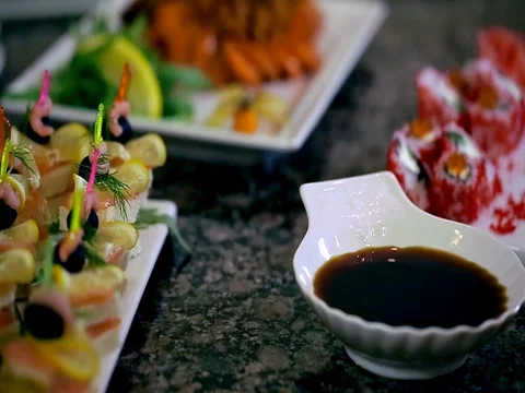 All You Can Eat Buffet. dolly shot Stock Footage 74231096