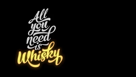 All you desire is whisky script written with white and golden cool typography Stock Footage 129715588