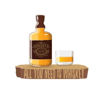 All you need is whiskey vector concept illustration. vector funky whiskey or Stock Illustration