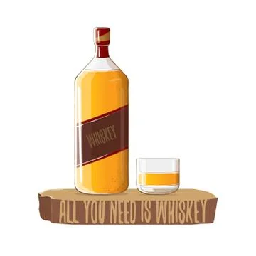 All you need is whiskey vector concept illustration. vector funky whiskey or Stock Illustration