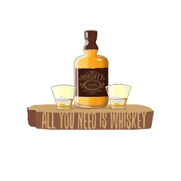 All you need is whiskey vector concept illustration. vector funky whiskey or Stock Illustration