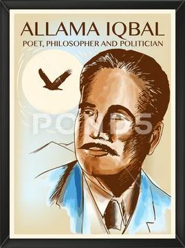 Allama Iqbal Pakistan poet vector illustration ~ Clip Art #142572887