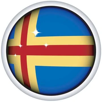 Alland flag button Alland sphere flag button, isolated vector on white Cop... Foto stock