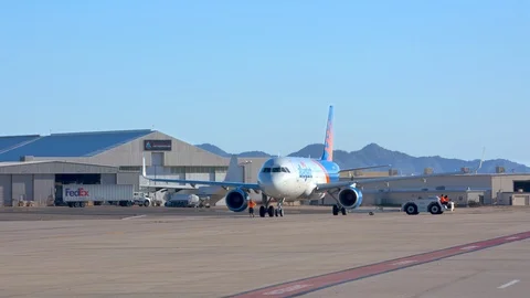 Allegiant Air A320 Jet Ready to Depart Phoenix-Mesa Gateway Stock Footage 101160553