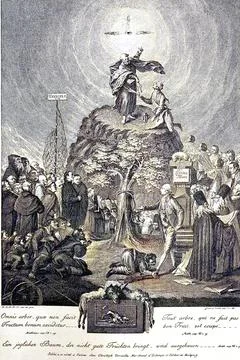 Allegory of the Dissolution of the Monasteries by Joseph II, facsimile, Austria, Illustration