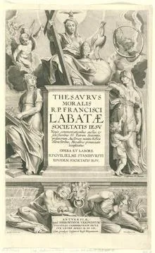 Allegory on ecclesiastical history; Title page for: F. Labata and G. Stany... Stock Photos