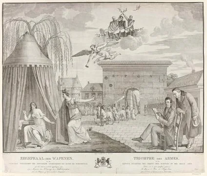 Allegory on the return of the abducted objects of art and science in Antwe... Stock Photos