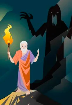 Allegory of the shadows in the cave Stock Illustration