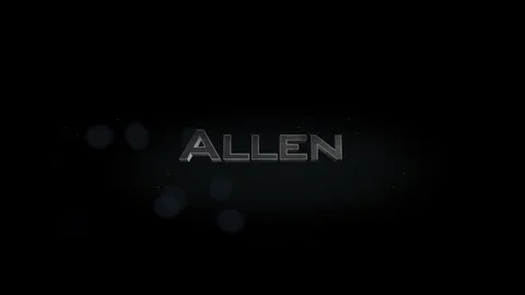 Allen 3D title word made with metal animation text on transparent black Video stock 255627259