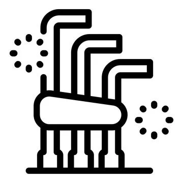 Allen key set with loading symbol representing work in progress Stock Illustration